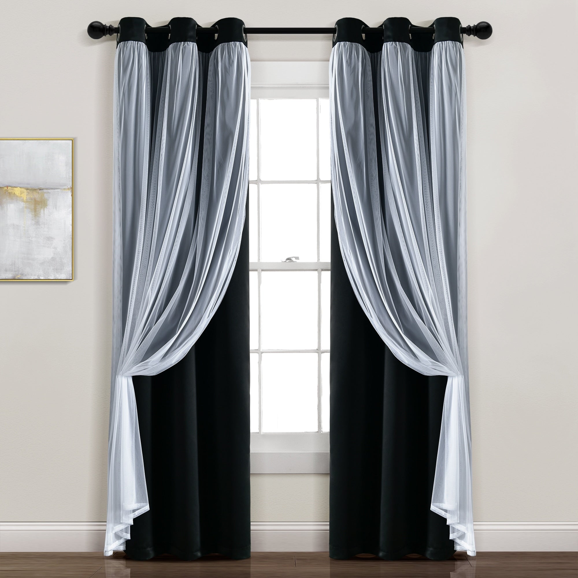 Paire de panneaux transparents à œillets Lush Decor avec doublure occultante isolante
