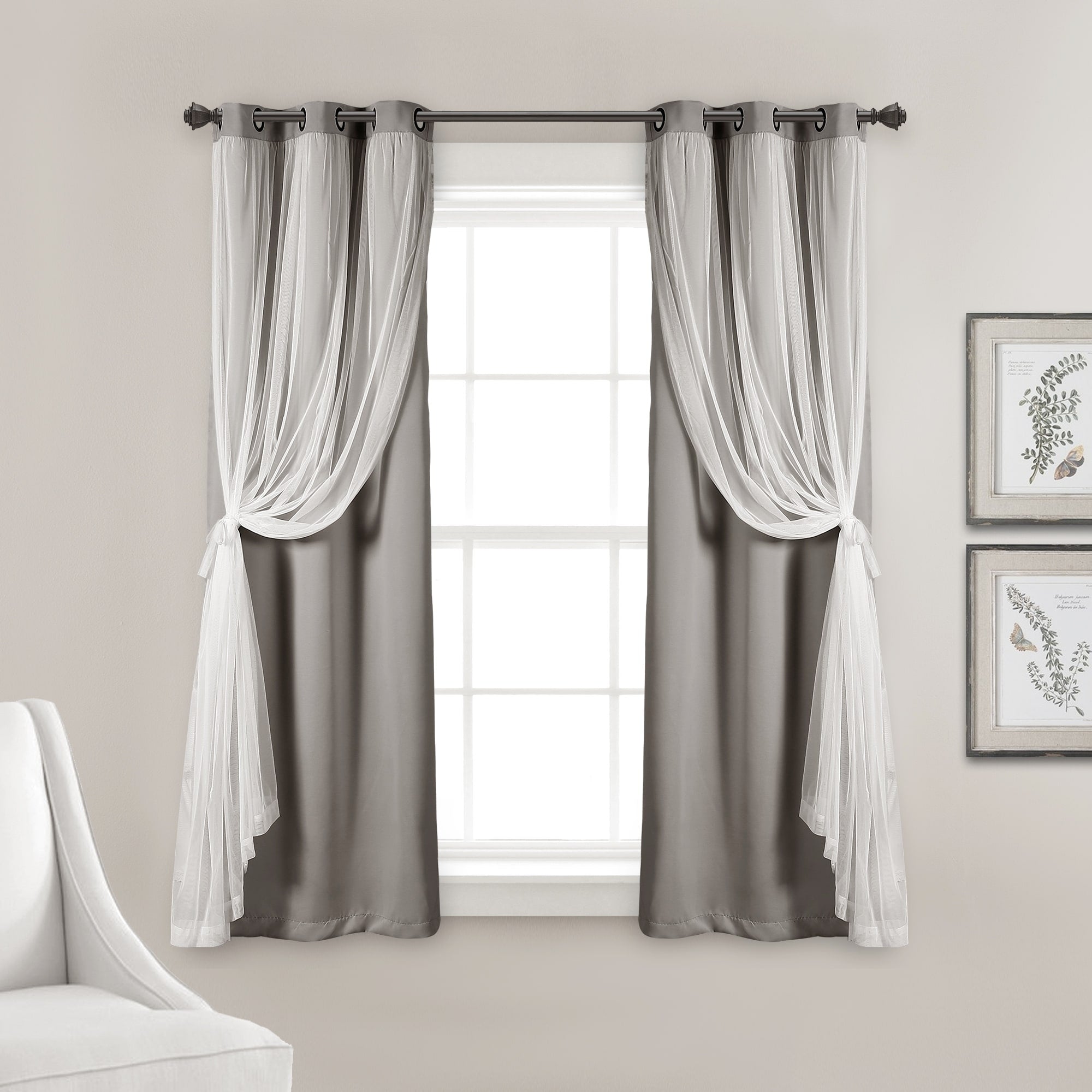 Paire de panneaux transparents à œillets Lush Decor avec doublure occultante isolante