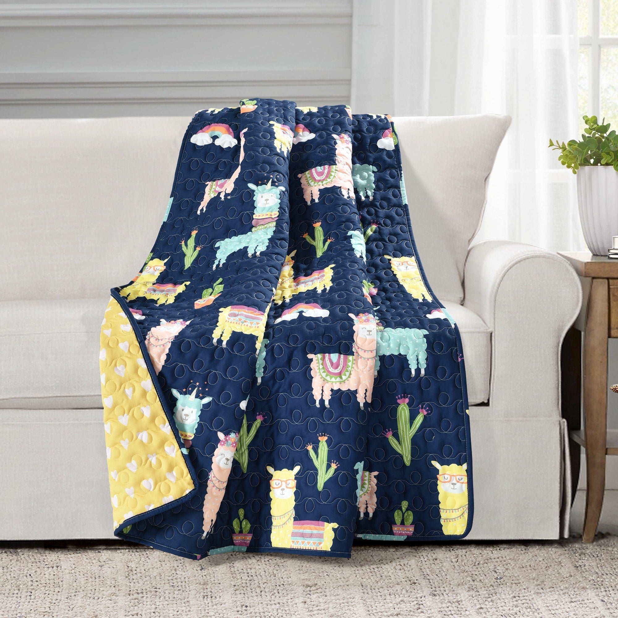 Couverture réversible Lush Decor Southwest Llama Cactus
