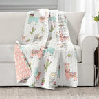 Couverture réversible Lush Decor Southwest Llama Cactus