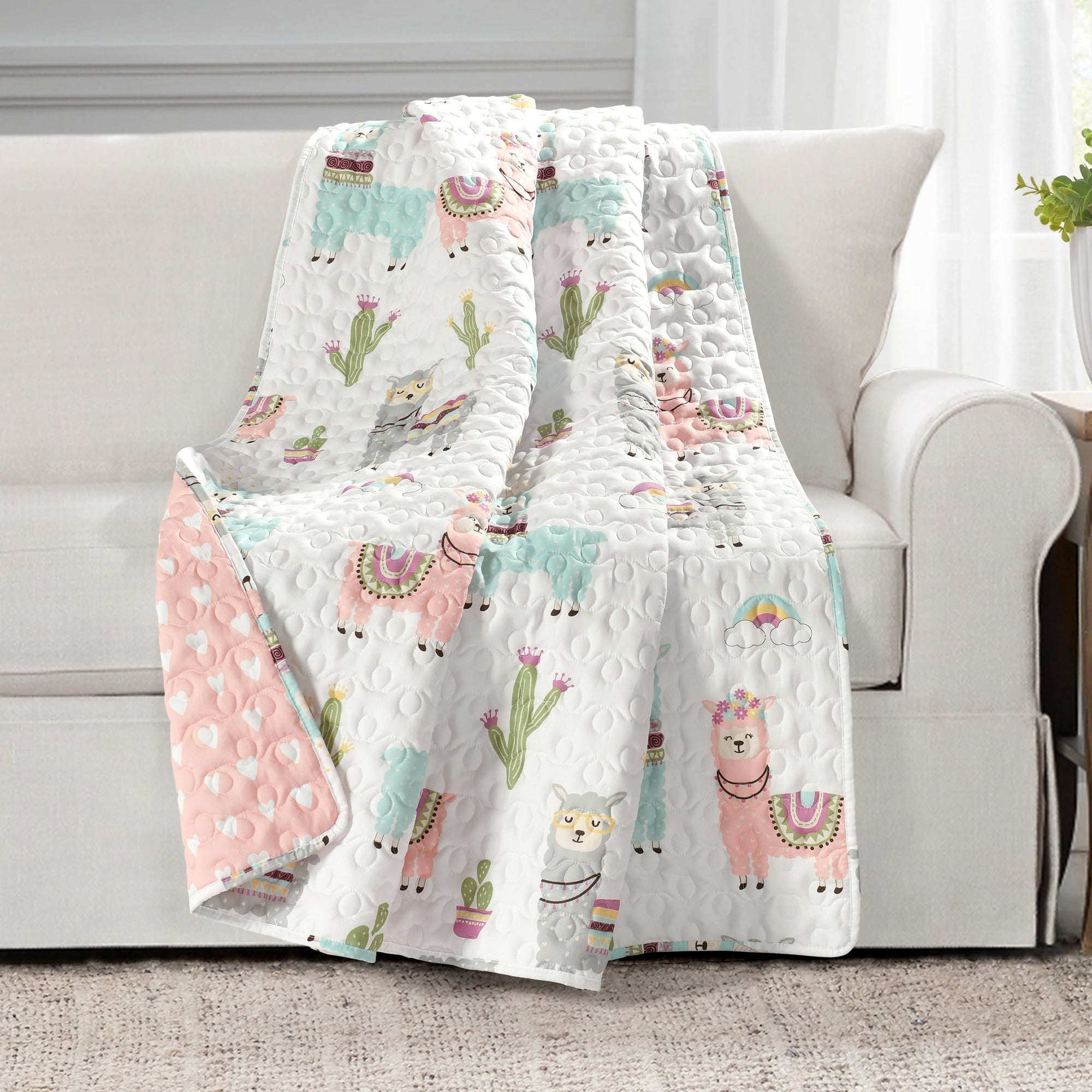 Couverture réversible Lush Decor Southwest Llama Cactus