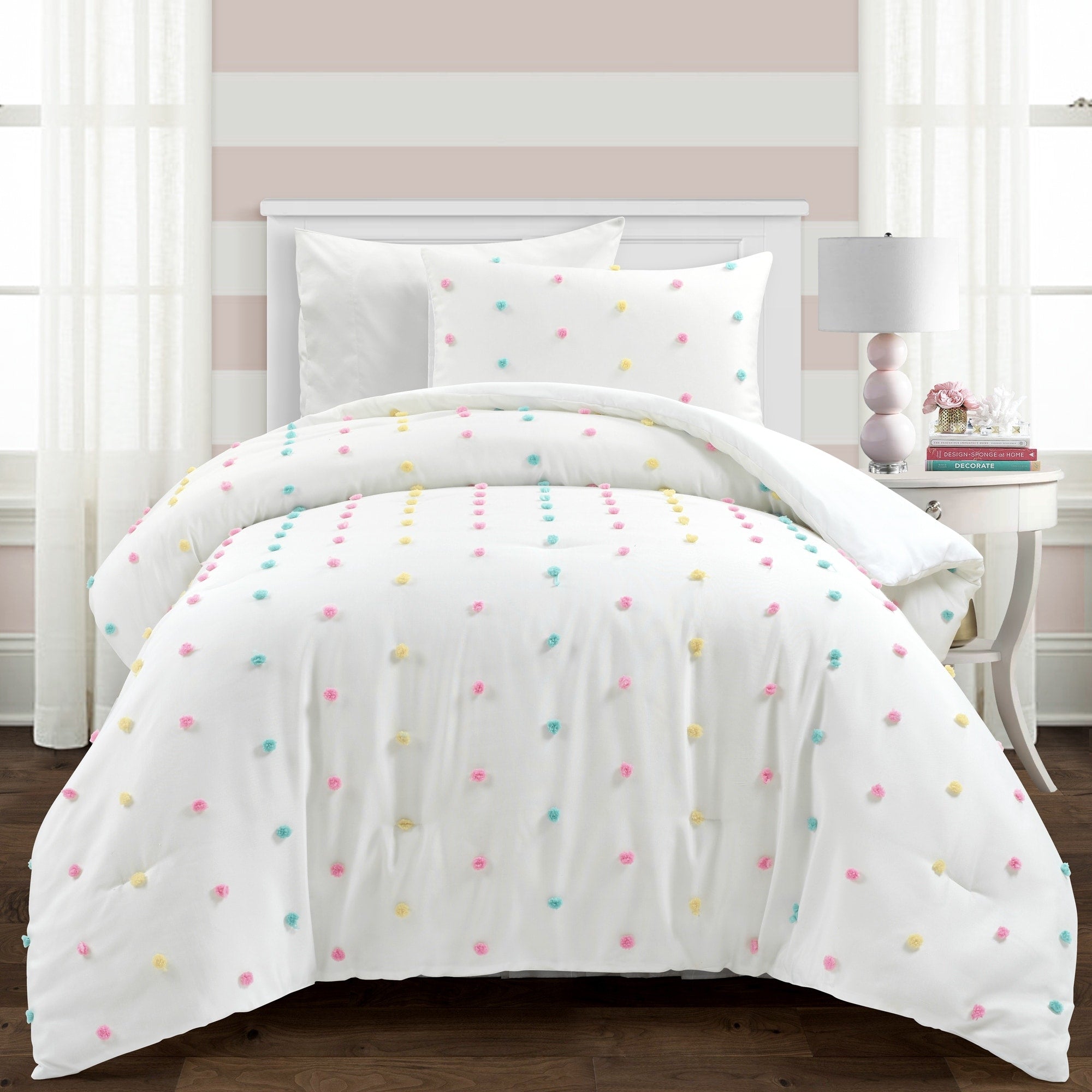 Ensemble de couette touffetée à pois arc-en-ciel Lush Decor