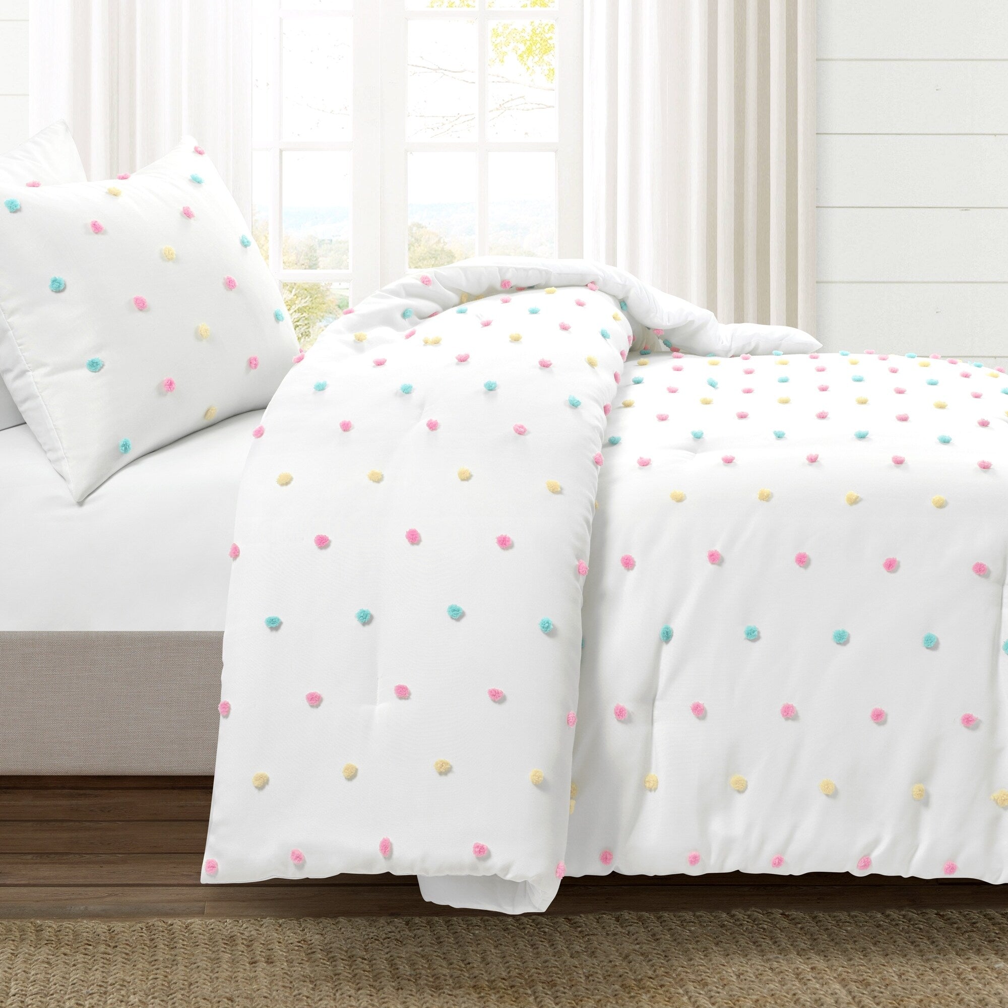 Ensemble de couette touffetée à pois arc-en-ciel Lush Decor
