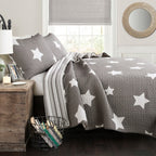 Ensemble de courtepointe 3 pièces en coton à motif étoilé Lush Decor