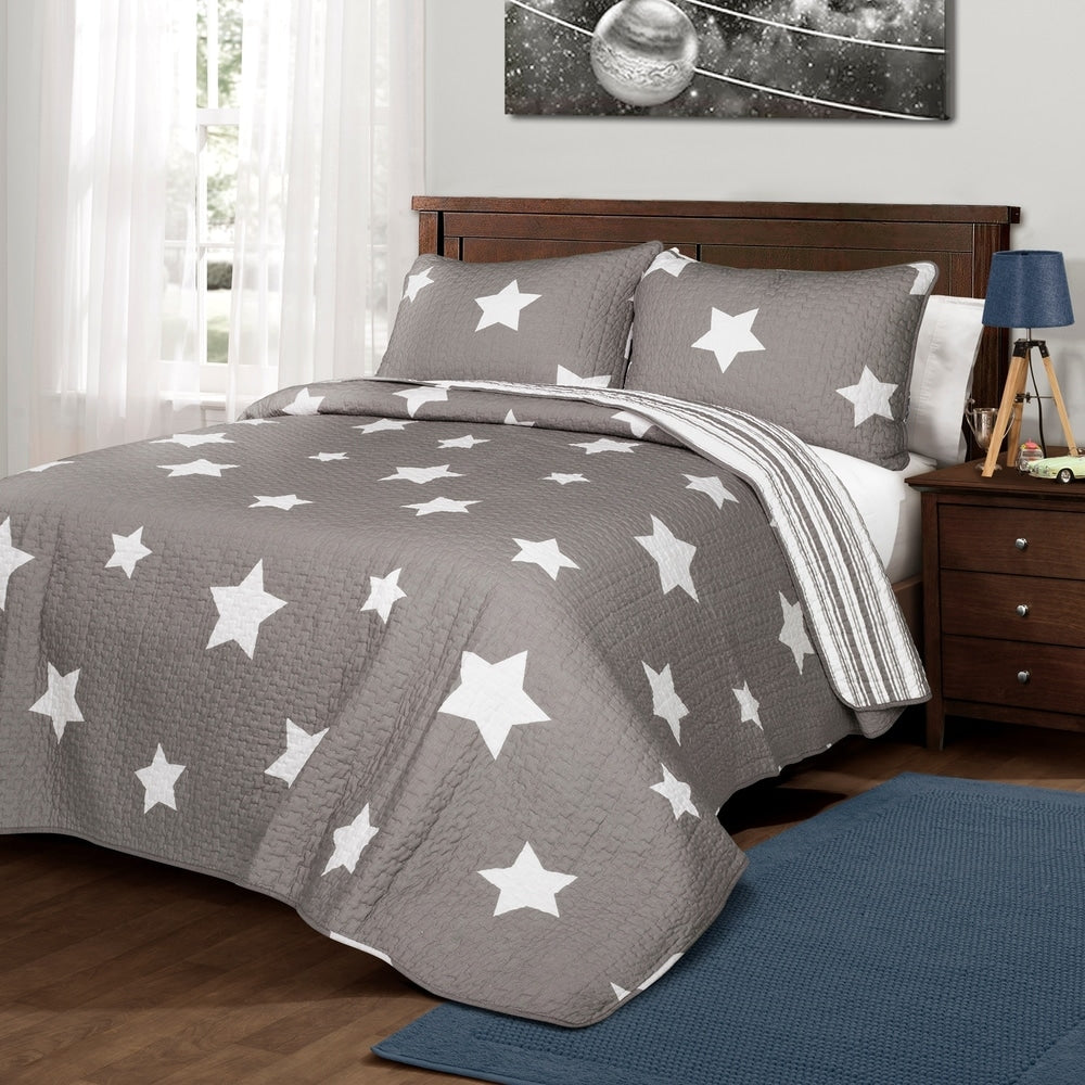 Ensemble de courtepointe 3 pièces en coton à motif étoilé Lush Decor