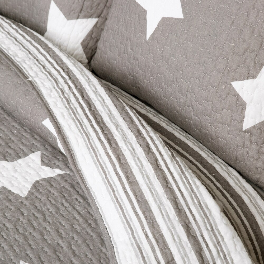 Ensemble de courtepointe 3 pièces en coton à motif étoilé Lush Decor
