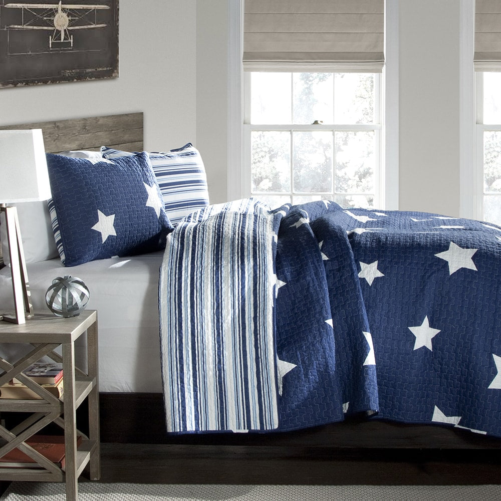 Ensemble de courtepointe 3 pièces en coton à motif étoilé Lush Decor