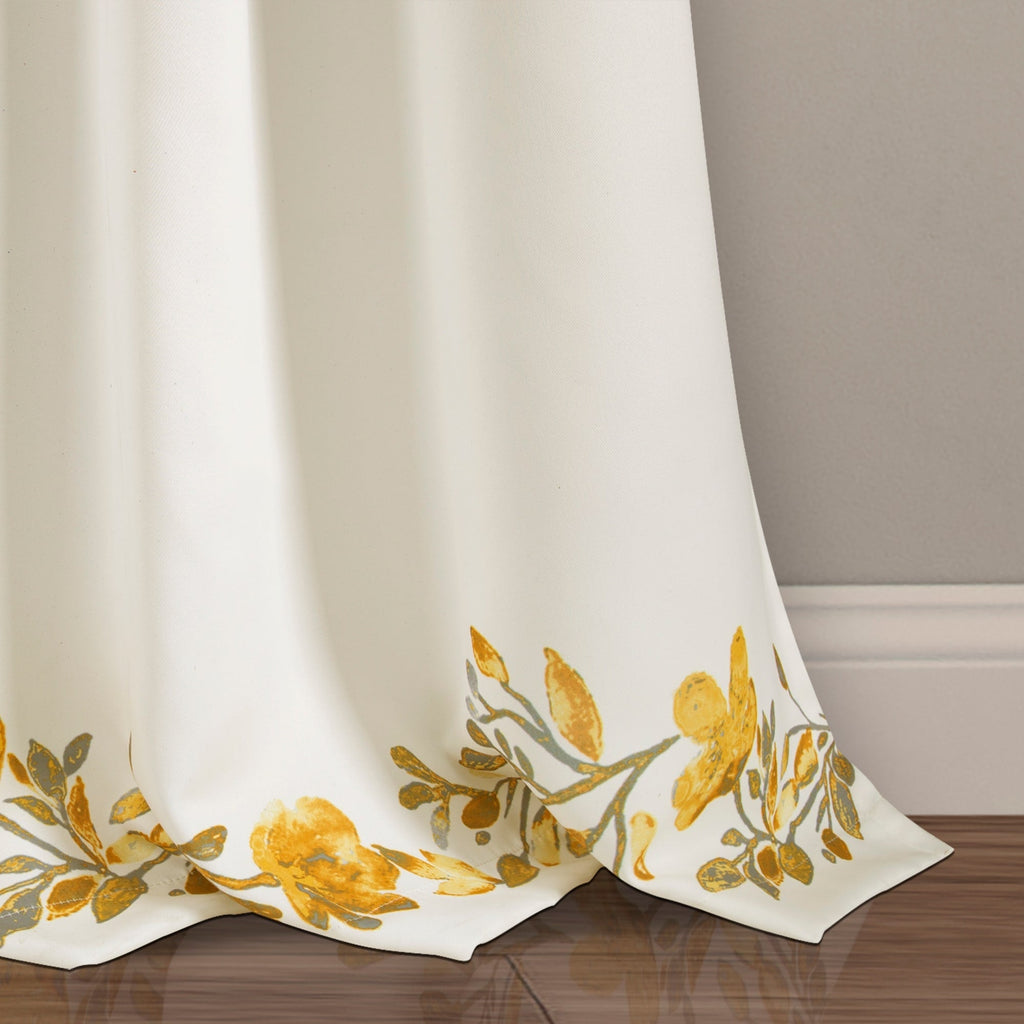 Paire de rideaux occultants à motif floral Elcaro pour porche et salle à manger