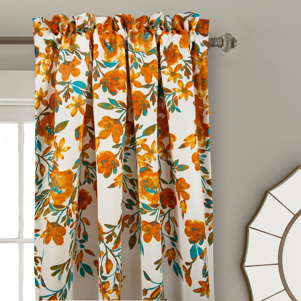 Paire de rideaux occultants à motif floral Elcaro pour porche et salle à manger