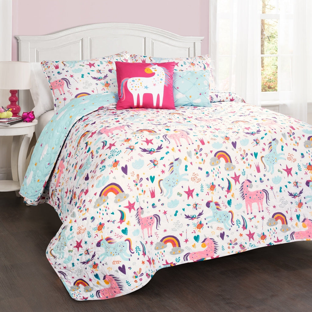 Ensemble de courtepointe à motif licorne/cœur Marguerite Porch &amp; Den