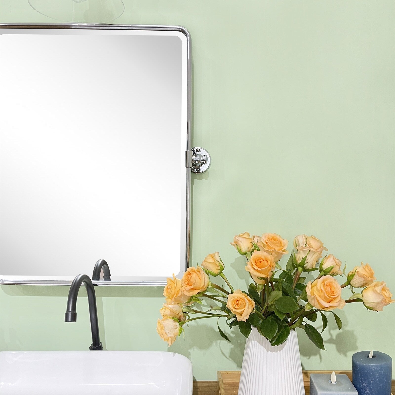 Miroir de salle de bain/de vanité biseauté horizontal TEHOME Lutalo