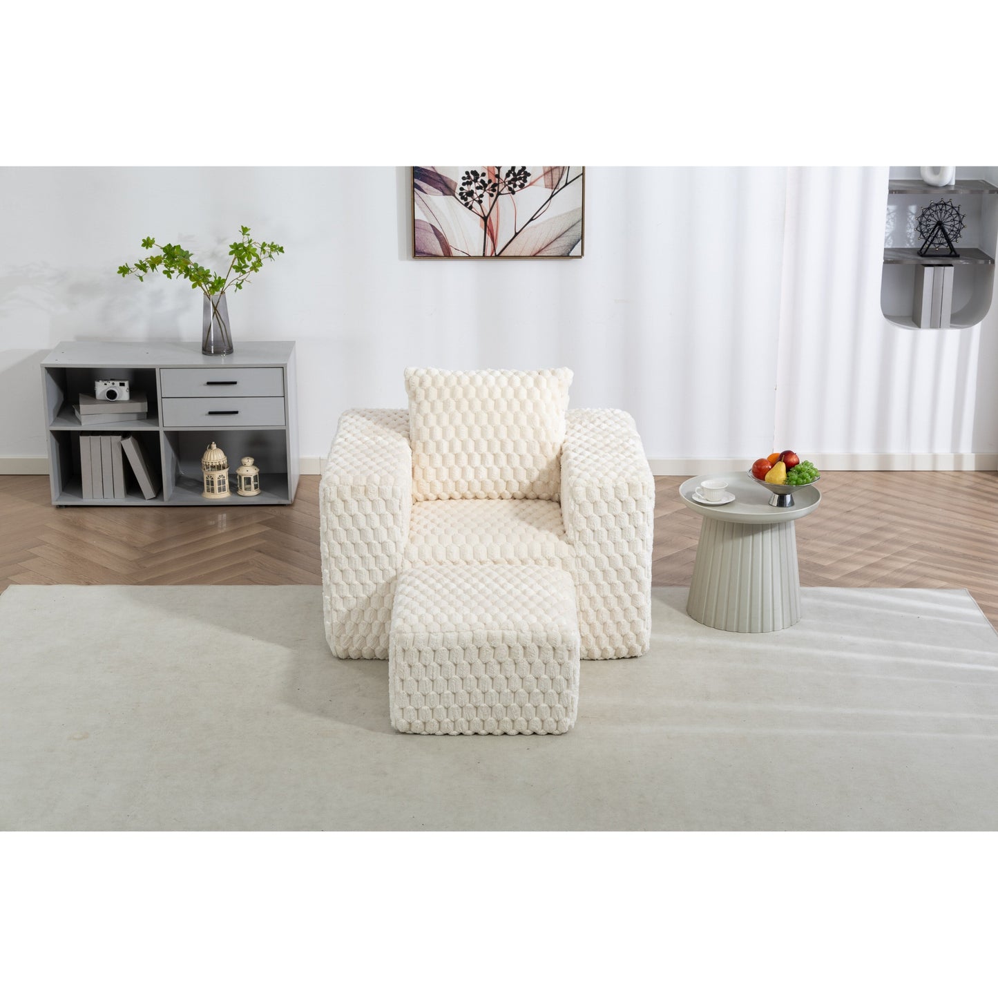 Canapé de compression en velours côtelé luxueux Lingge avec pouf