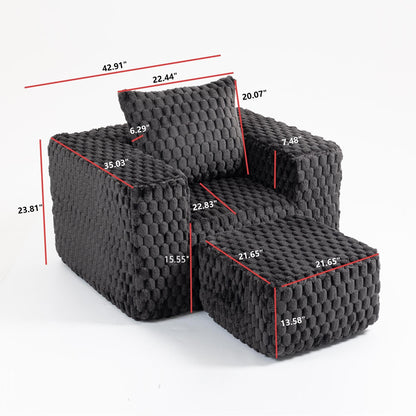 Canapé de compression en velours côtelé luxueux Lingge avec pouf