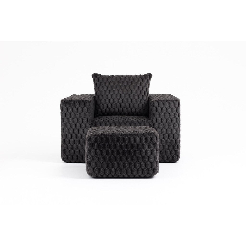 Canapé de compression en velours côtelé luxueux Lingge avec pouf