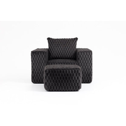 Canapé de compression en velours côtelé luxueux Lingge avec pouf