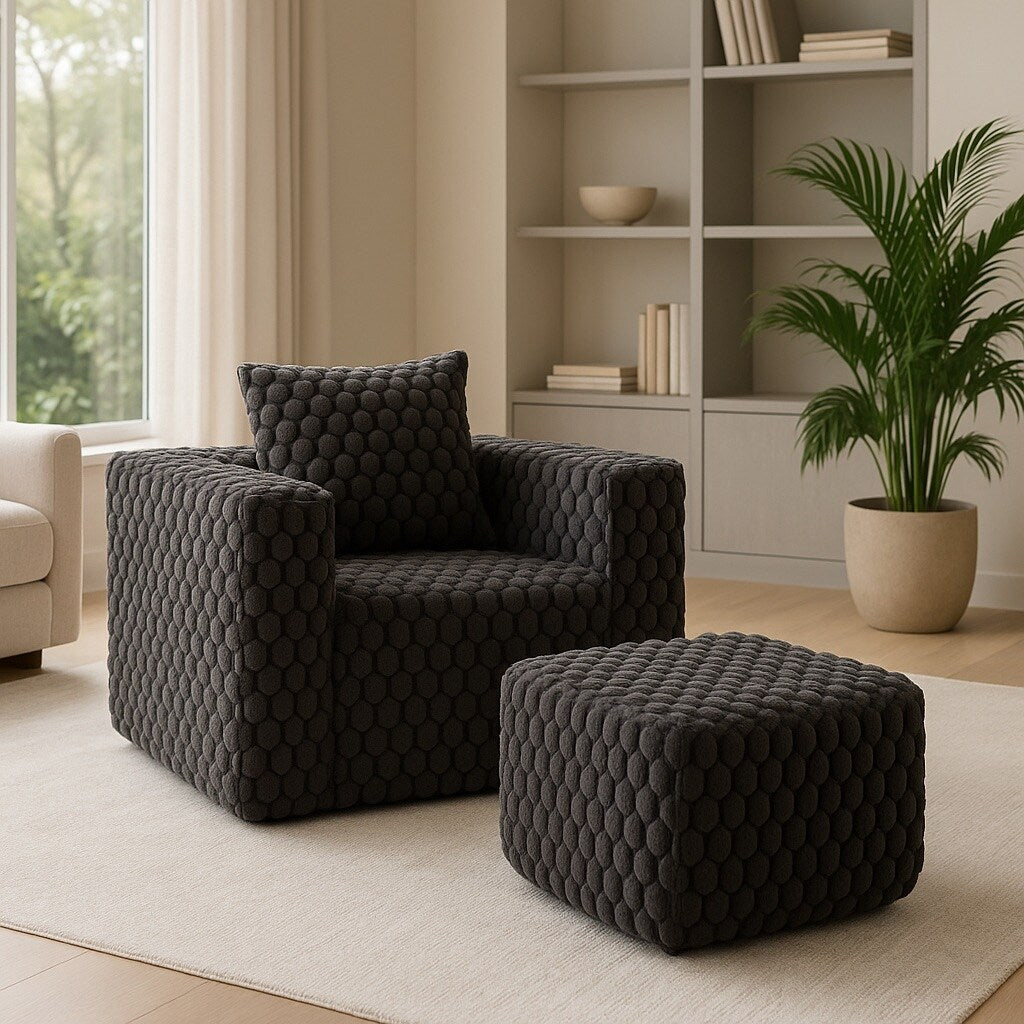 Canapé de compression en velours côtelé luxueux Lingge avec pouf