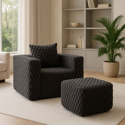 Canapé de compression en velours côtelé luxueux Lingge avec pouf
