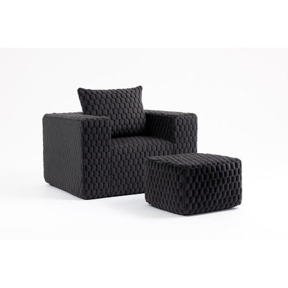 Canapé de compression en velours côtelé luxueux Lingge avec pouf