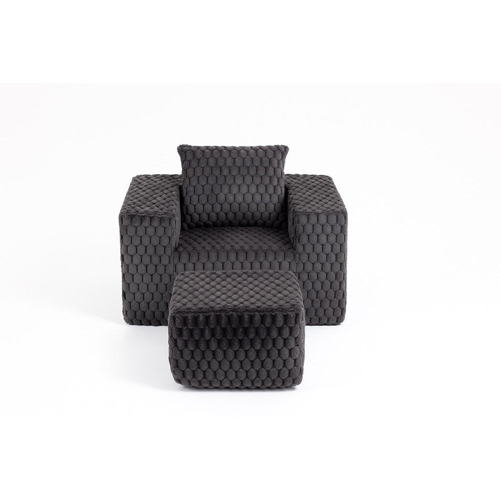 Canapé de compression en velours côtelé luxueux Lingge avec pouf