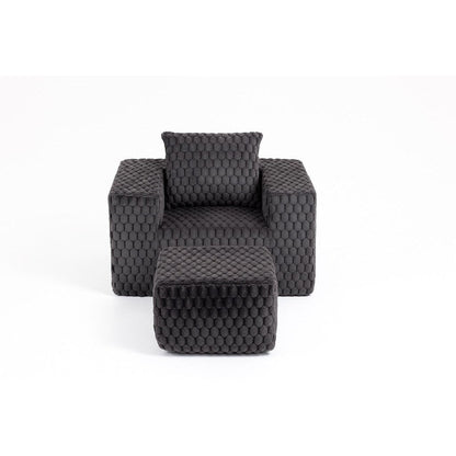 Canapé de compression en velours côtelé luxueux Lingge avec pouf