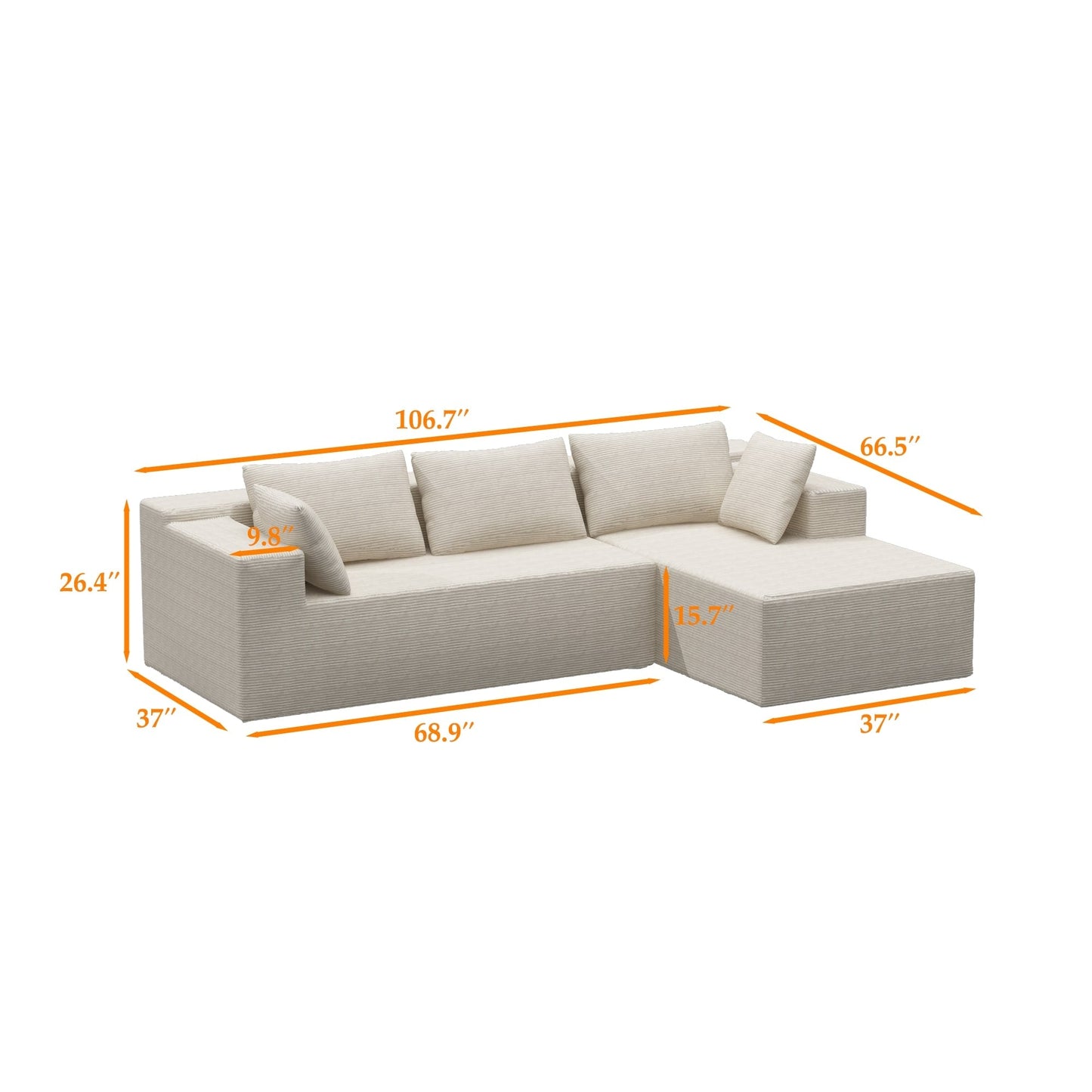 Canapé sectionnel luxueux et confortable de couleur crème