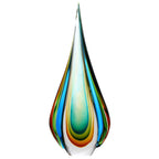 Sculpture en verre soufflé à la main en forme de larme de flamme verte de Luxury Lane, de 10 à 18 pouces de hauteur