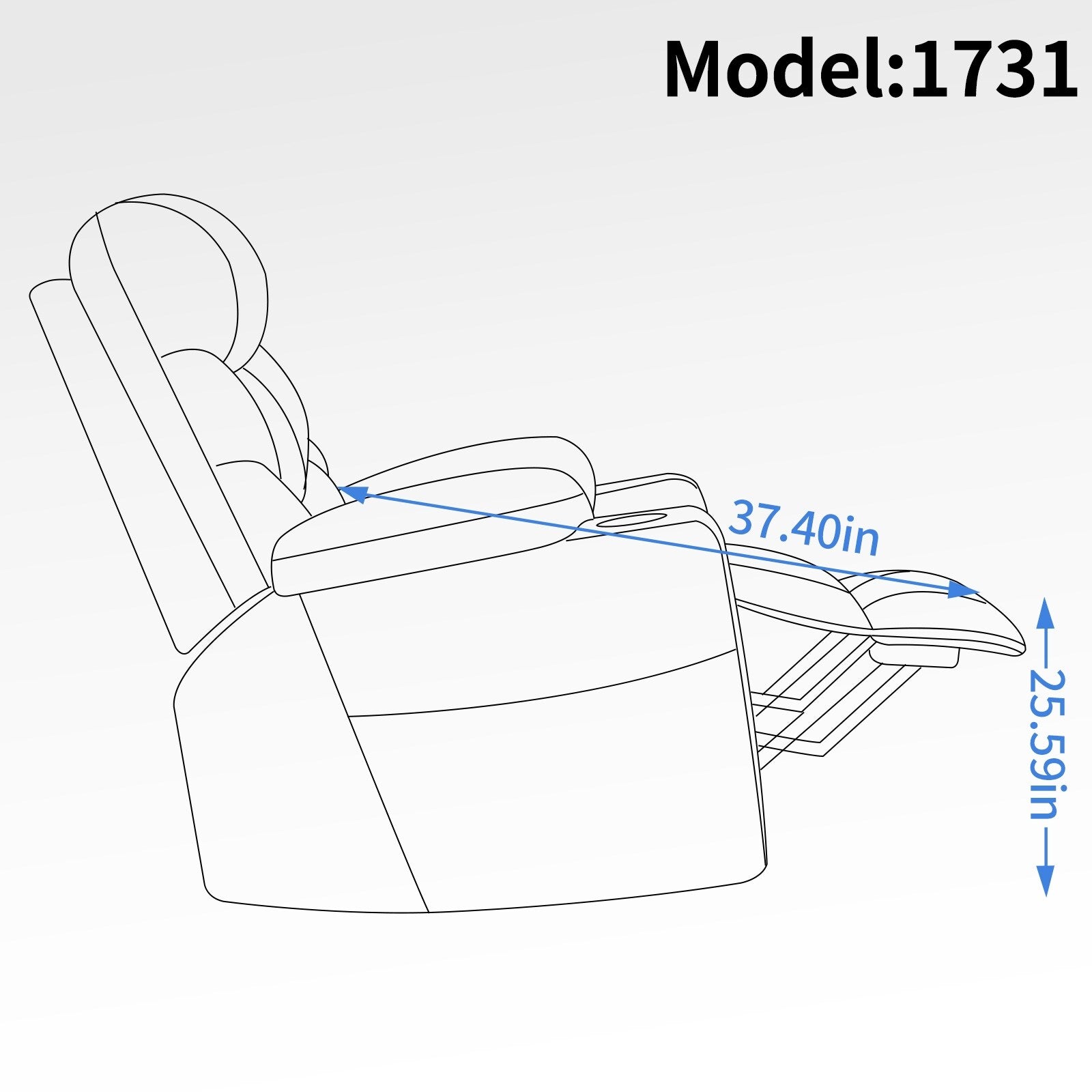 Fauteuil inclinable électrique en tissu pour personnes âgées, mécanisme de mouvement robuste avec massage et chauffage lombaire, porte-gobelets