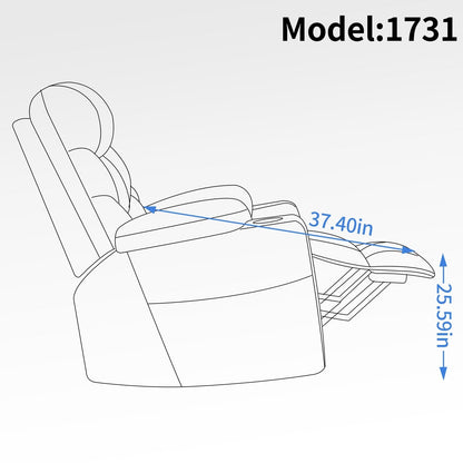 Fauteuil inclinable électrique en tissu pour personnes âgées, mécanisme de mouvement robuste avec massage et chauffage lombaire, porte-gobelets