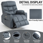 Fauteuil inclinable électrique en tissu pour personnes âgées, mécanisme de mouvement robuste avec massage et chauffage lombaire, porte-gobelets