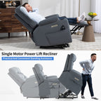Fauteuil inclinable électrique en tissu pour personnes âgées, mécanisme de mouvement robuste avec massage et chauffage lombaire, porte-gobelets