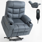 Fauteuil inclinable électrique en tissu pour personnes âgées, mécanisme de mouvement robuste avec massage et chauffage lombaire, porte-gobelets