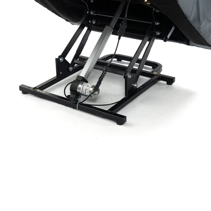 Fauteuil inclinable électrique en tissu pour personnes âgées, mécanisme de mouvement robuste avec massage et chauffage lombaire, porte-gobelets