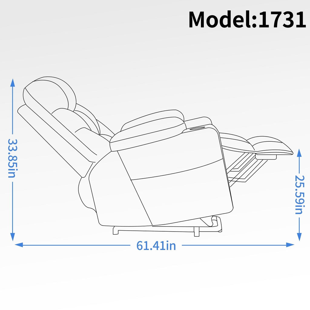 Fauteuil inclinable électrique en tissu pour personnes âgées, mécanisme de mouvement robuste avec massage et chauffage lombaire, porte-gobelets
