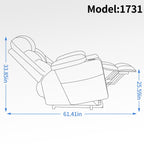 Fauteuil inclinable électrique en tissu pour personnes âgées, mécanisme de mouvement robuste avec massage et chauffage lombaire, porte-gobelets