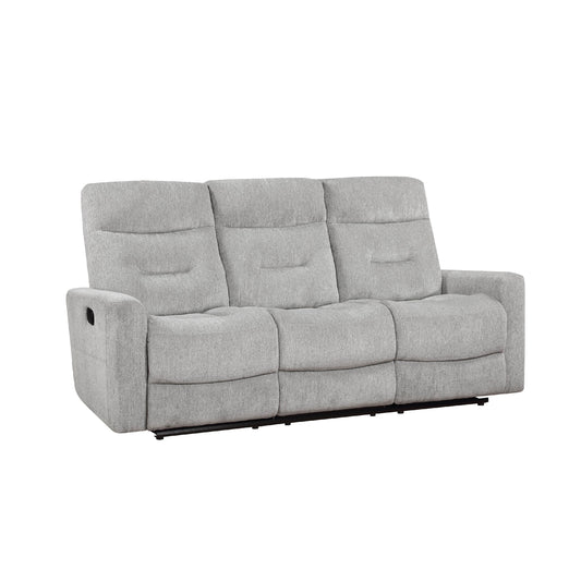 Canapé inclinable double manuel Lyns, tissu chenille gris doux, 81 pouces