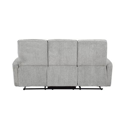 Canapé inclinable double manuel Lyns, tissu chenille gris doux, 81 pouces