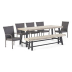Ensemble de salle à manger d'extérieur rustique Lyons 8 places par Christopher Knight Home