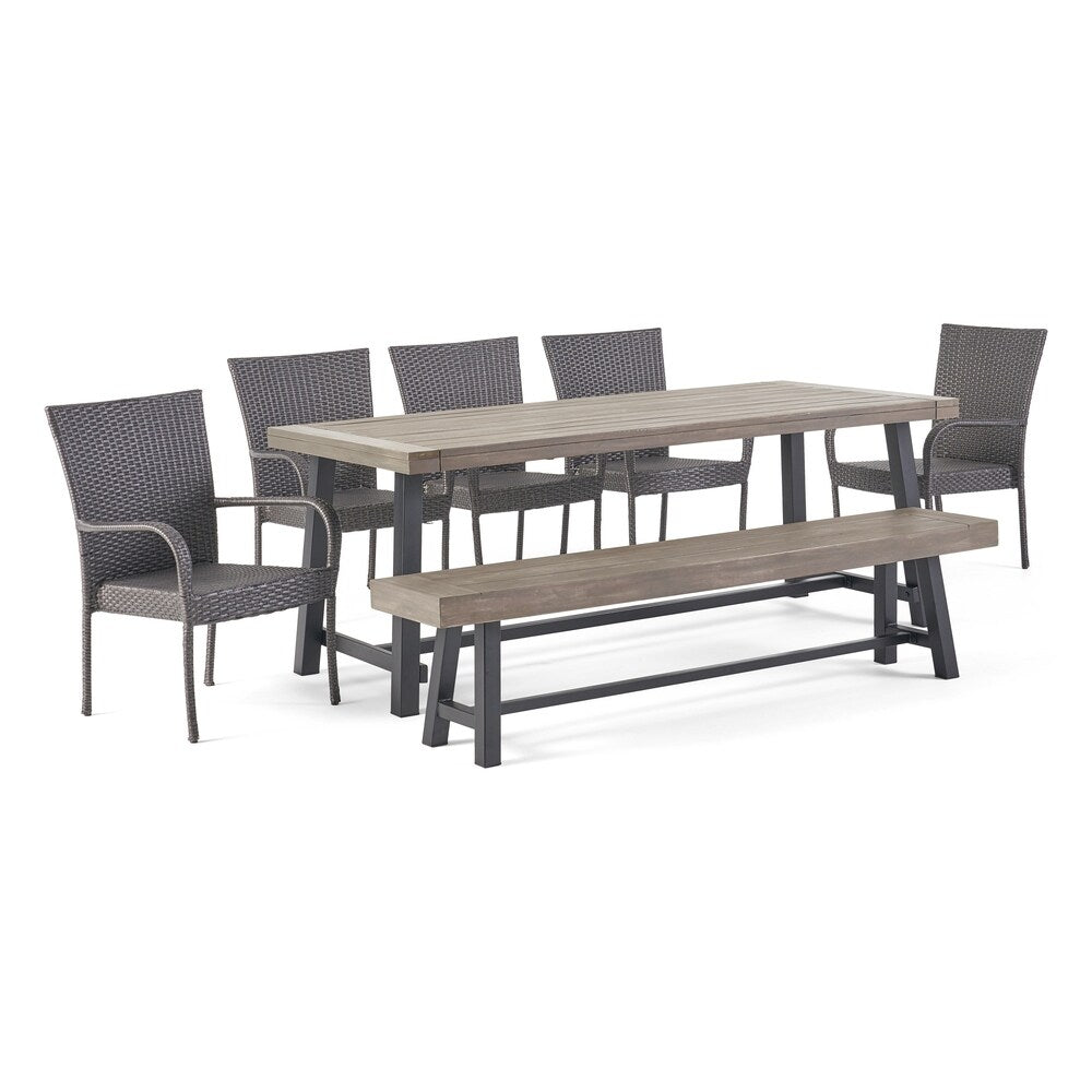 Ensemble de salle à manger d'extérieur rustique Lyons 8 places par Christopher Knight Home