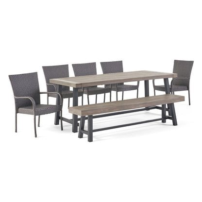 Ensemble de salle à manger d'extérieur rustique Lyons 8 places par Christopher Knight Home