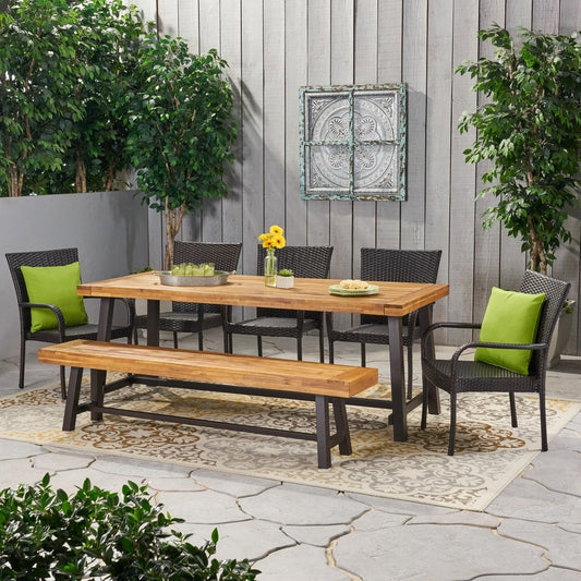 Ensemble de salle à manger d'extérieur rustique Lyons 8 places par Christopher Knight Home