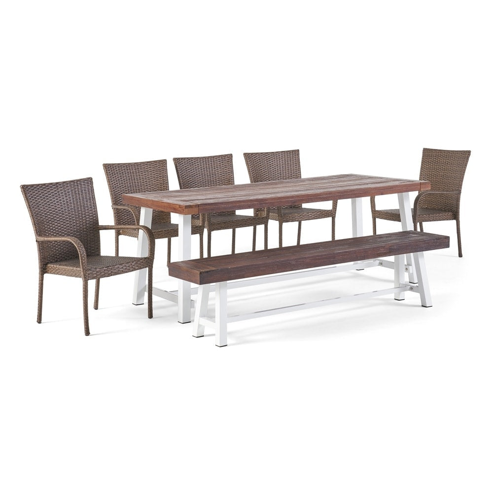 Ensemble de salle à manger d'extérieur rustique Lyons 8 places par Christopher Knight Home