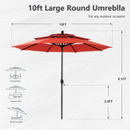 MAISON ARTS 10ft 3 Tiers Vented Patio Outdoor Umbrella with Auto-tilt and Crank Lift