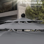 MAISON ARTS 10ft 3 Tiers Vented Patio Outdoor Umbrella with Auto-tilt and Crank Lift