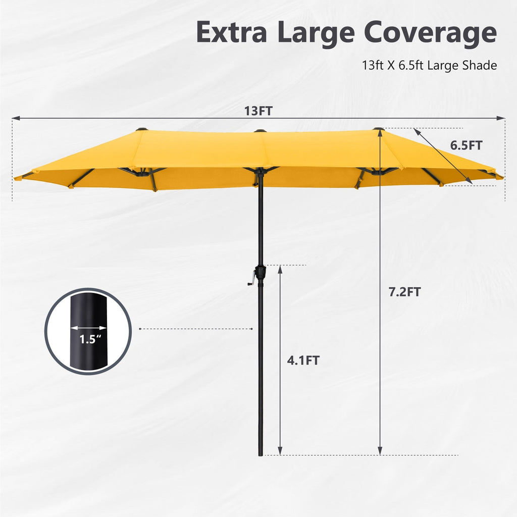 Parasol de patio double face MAISON ARTS extra large de 13 pieds avec manivelle