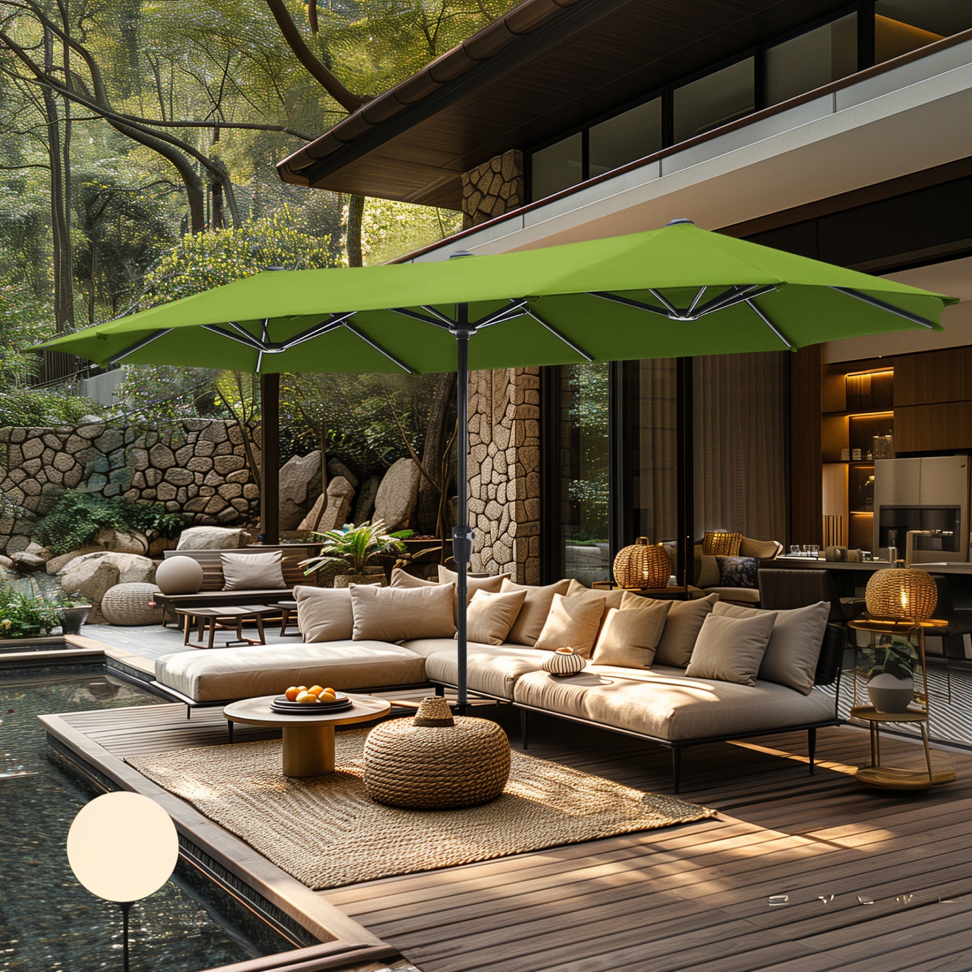 MAISON ARTS 13ft Double -Sided Patio Umbrella Extra Large with Crank