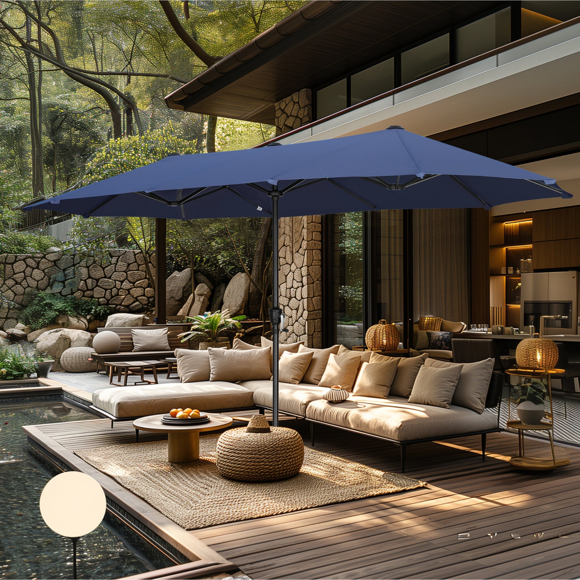 MAISON ARTS 13ft Double -Sided Patio Umbrella Extra Large with Crank