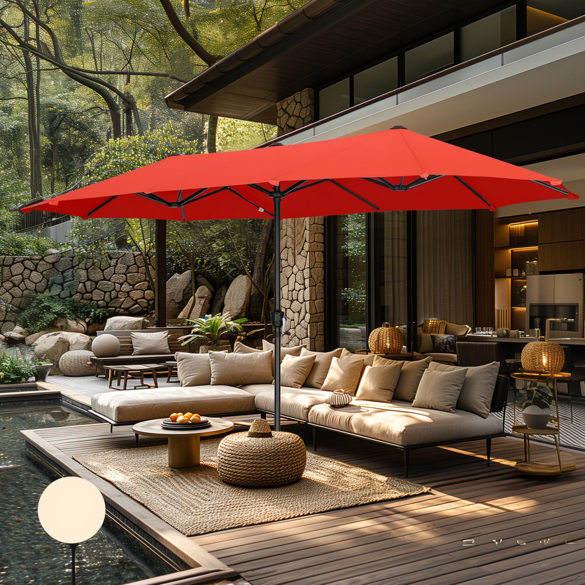 MAISON ARTS 13ft Double -Sided Patio Umbrella Extra Large with Crank