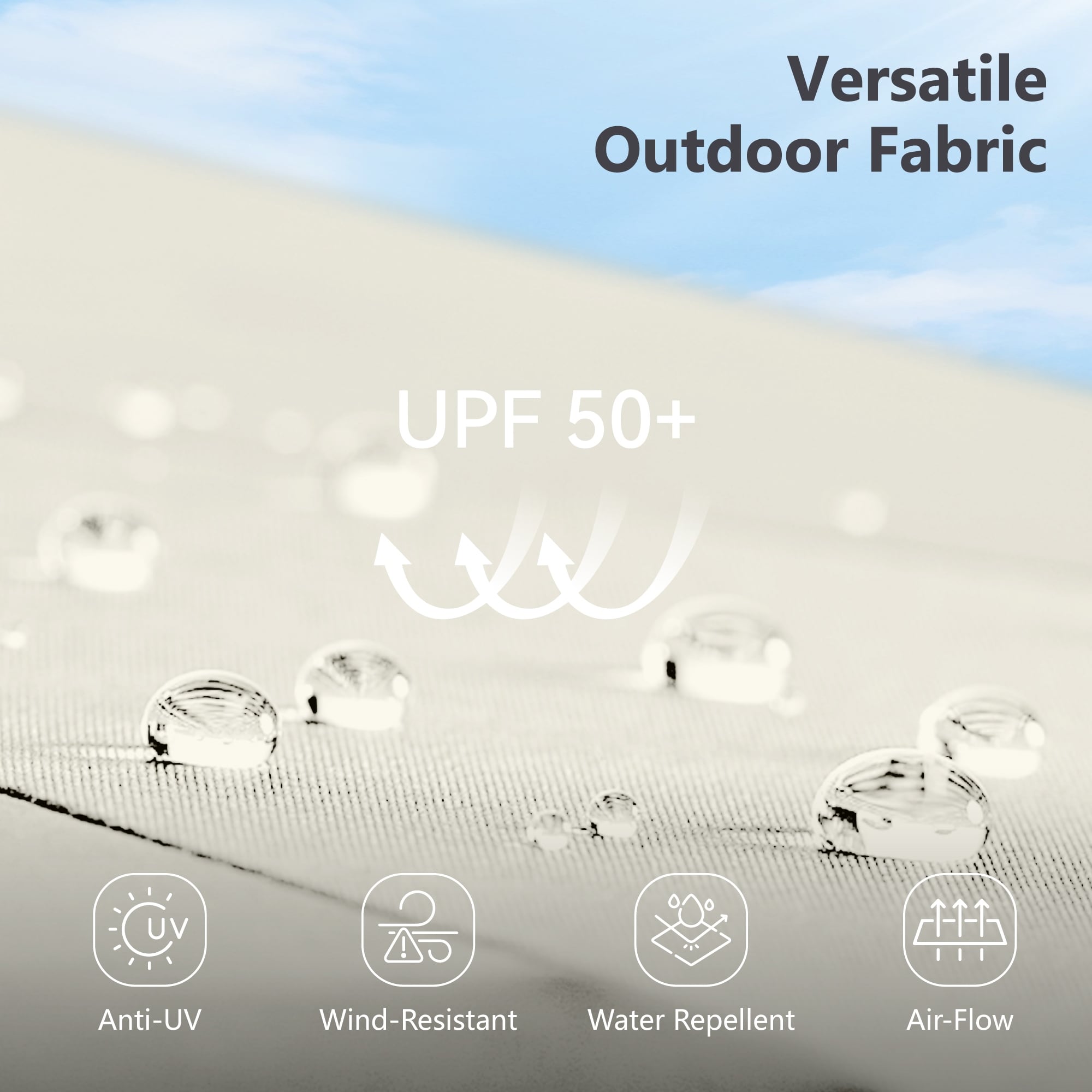 MAISON ARTS Parasol de marché extérieur rectangulaire à manivelle double face de 15 pieds Parasol de patio éclairé par LED solaire avec base incluse