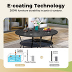 Ensemble de salle à manger de patio 5 pièces MAISON ARTS comprenant 4 chaises pivotantes en toile et 1 table à manger ronde avec revêtement électronique et trou pour parasol