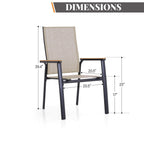 Ensemble de salle à manger de patio 5 pièces MAISON ARTS, 4 chaises empilables en aluminium et 1 table en métal - Noir